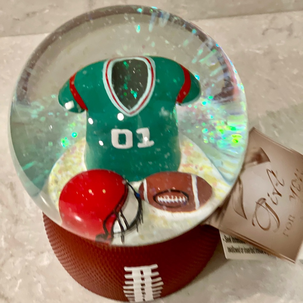 NEW Football snow globe, Jersey, helmet, football on football base! Great gift! - Picture 4 of 9